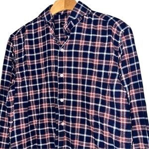 Dandy & Son Oslo Men’s Sz 41 16 Blue Red Brushed Flannel Plaid Button Down Shirt